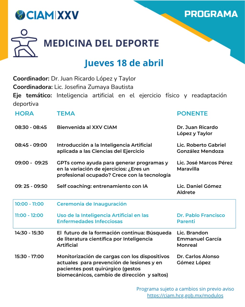 Programa del evento