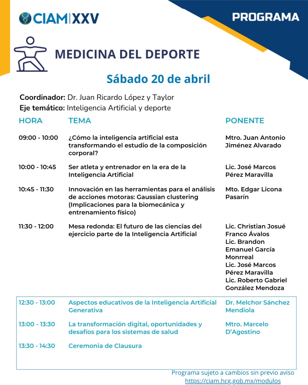 Programa del evento